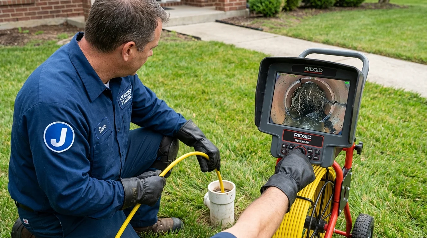 Sewer camera inspection being performed by Johns Plumbing LLC in Bolton